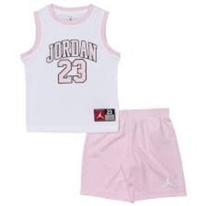 JordanJDN 23 Pink Foam Jersey Short 2 Piece Set Girls Size 6